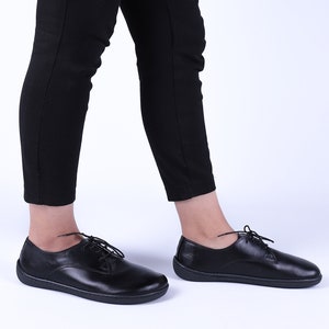 MEN Zero Drop Oxford Barefoot BLACK SMOOTH Leather Handmade Shoes, Natural, Colorful, Slip-On 5mm RuBBER OuTSOLE image 5