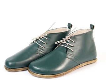 Handgefertigte Leder Barfuß Ankle Booties - Zero Drop - Breite Spitze