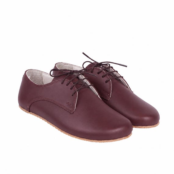 burgundy dress shoes for women Women's Barefoot SMOOTH Leather Oxford Shoes, Classic Comfort & Style: Handmade, Moccasins, 6mm Rubber Outsole Place your feet on
