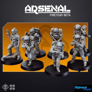 Arsenal: Fireteam Beta- SkullForge Studios -  Tabletop Miniatures for Sci-Fi Combat - High Quality 3D Printed Minis - Unpainted