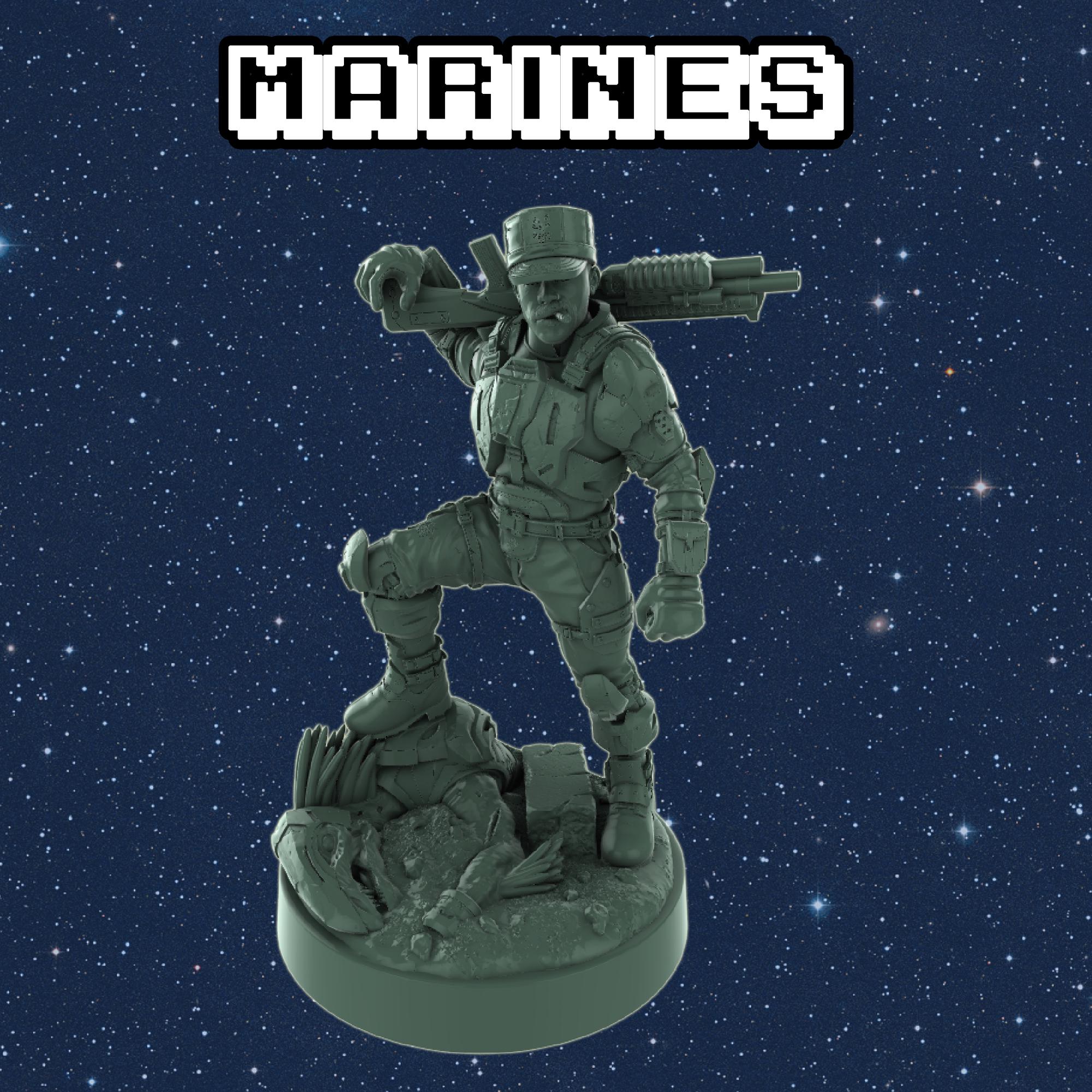 人間海兵隊樹脂ミニチュア - ギャラクティックアーモリー SF ウォー
