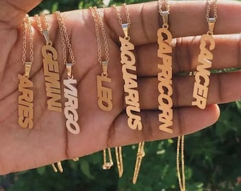 Gold Zodiac Necklace |  Star Sign Necklace |  Astrology Necklace | Horoscope Necklace | Gold Plated Necklace | Zodiac Jewellery