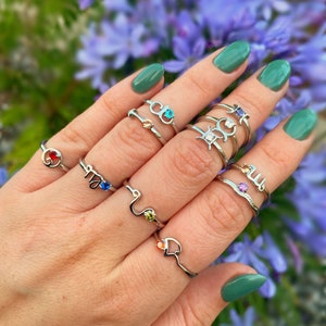 Sternzeichen Geburtsstein Ring | Edelstein Ring | Geschenk für Sie | Versprechen Ring | Astrologie Ring | Geburtsstein Schmuck | Verstellbarer Ring | Sternzeichen Ring