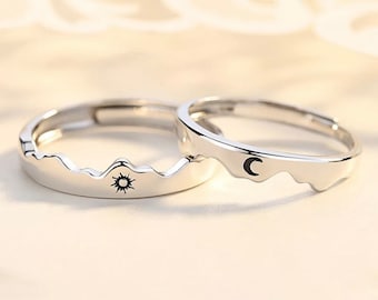 Sun and Moon Matching Rings | Promise Rings for couples | Couples rings | Matching rings for Couples | Adjustable Rings | Gift for Her