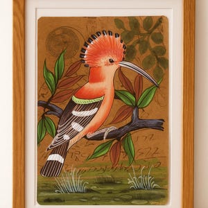 Hoopoe Bird Watercolor Painting Postcard: Rajasthan Art