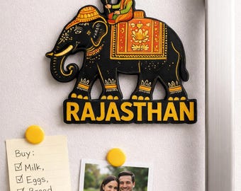 Handmade Rajasthan Elephant Fridge Magnet: Colorful Indian Souvenir