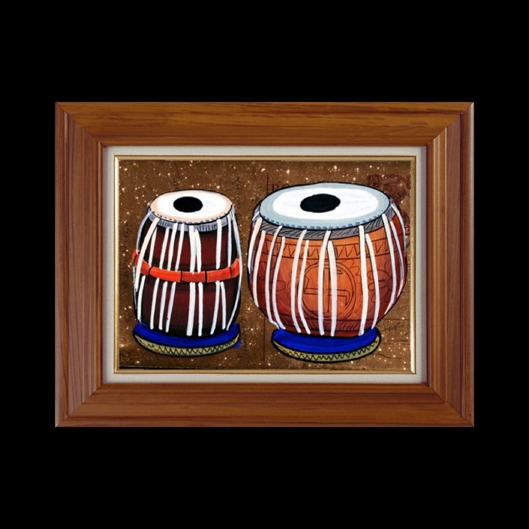 Tabla Indian Musical Instrument Indian Painting on British - Etsy