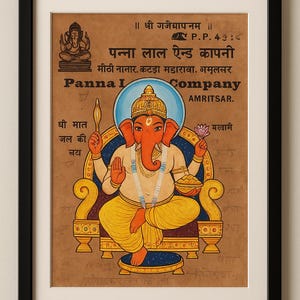 Vintage Lord Ganesha Postcard: Traditional Hindu Art on Antique Paper