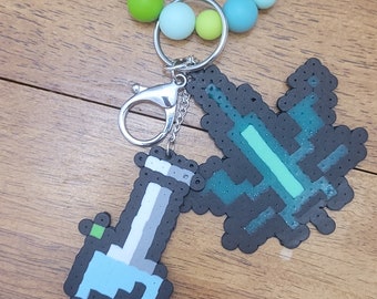 Pot leaf perler keychain