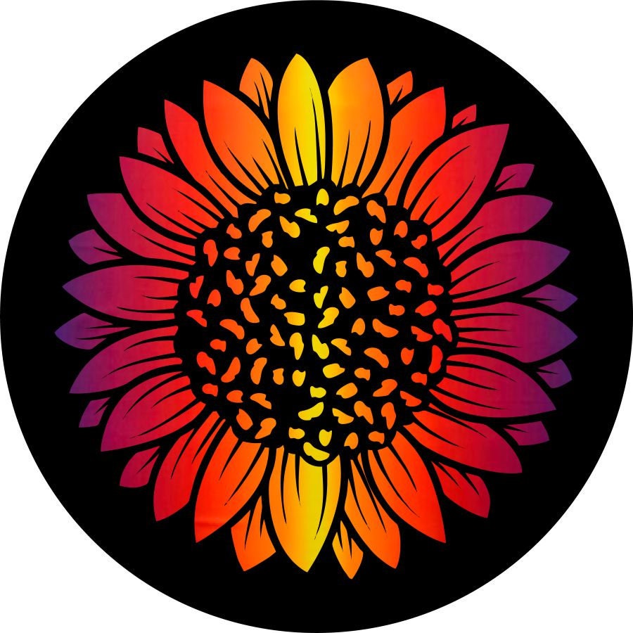 Ombre Sunset Sunflower Spare Tire Cover