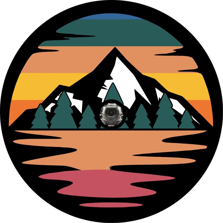 Retro Mountain Sunset With Reflection Spare Tire Cover for Any - Etsy