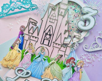 Princess Cake Topper/ Castle Cake Topper | Custom Shaker and Light| Personalized  | Magical Birthday Decoration | Custom Cake Topper