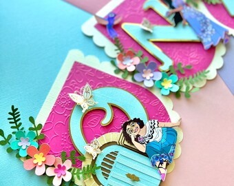 Encanto Birthday Highchair Banner, Maribel ONE Banner, Encanto Happy Birthday Banner, Mirabel Banner 3D