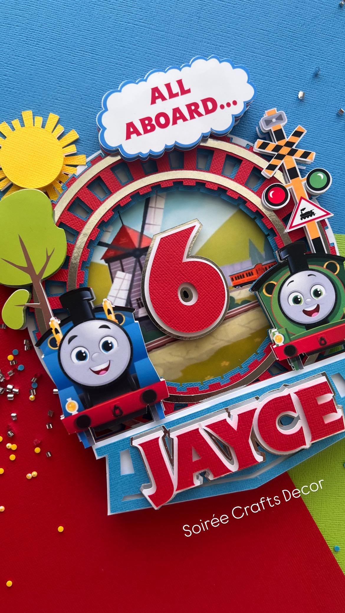 Train Cake Topper Thomas and Friends Personalized Handmade Birthday Cake Topper Party Decor Banner Kids Decorations