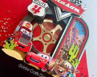 CARS Cake Topper w/Confetti and LED  Lights 3D Topper Lightning McQueen Two Fast Party Decor Birthday Decorations 2D Printed Cake Topper