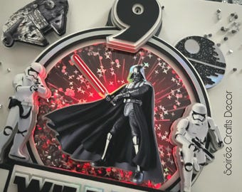 Star Wars Inspired Cake Topper Darth Vader and Stormtrooper, Star Wars Custom Cake Topper, Shaker and Red  Light Cake Topper