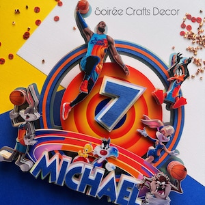 Inspired Space Jam Cake Topper, New Legacy,  Basketball Cake topper
