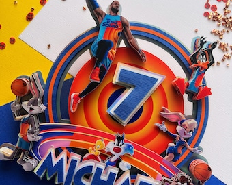 Inspired Space Jam Cake Topper, New Legacy,  Basketball Cake topper
