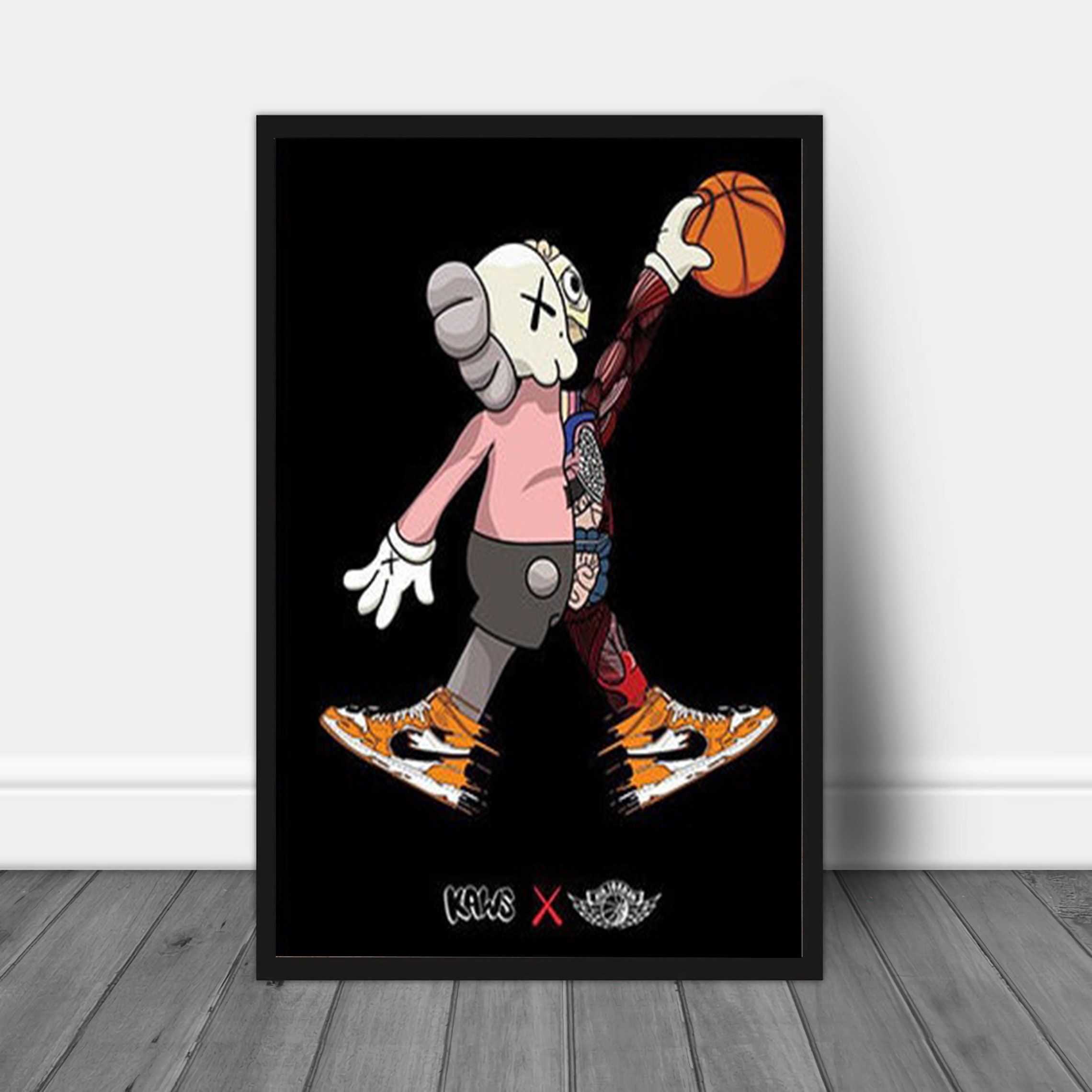 Hot Kaws Playing Basketball Poster Framed Kaws Poster Print Etsy