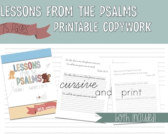 Lessons from the Psalms vol. 1 Printable Copywork in Cursive and Print