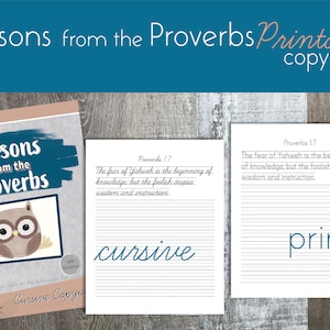 Proverbs Printable Copywork in Print + Cursive from WEB translation