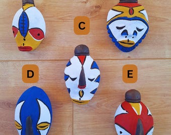 Handmade African Ceramic Mask Wall Decor – Unique African Sculpture for Home Decor, Boho Wall Art