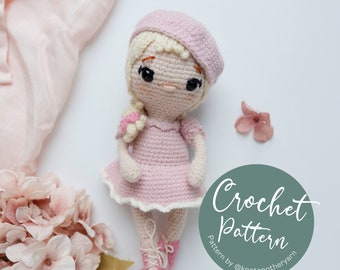 Crochet doll pattern, Bibi doll, amigurumi doll crochet pattern, PDF in English