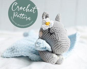 Crochet Lovey Pattern, Ava the Hippo Baby Security Blanket, Crochet Animal, Hippo Crochet Pattern,Amigurumi Lovey