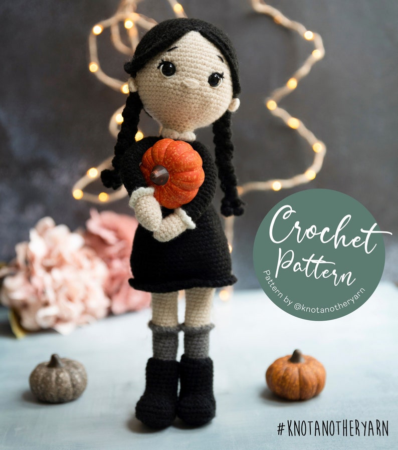The Quest for the Perfect Wednesday Addams Doll Pattern 19 Wednesday Addams amigurumi doll of Knotanotheryarn