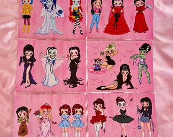 Betty Boop Halloween 6 Pack Bundle - Elvira, Tiffany Valentine, Morticia Adam’s, Beetlejuice, Etc.
