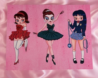 Betty Boop Black Swan,Kill Bill, Gogo Yubari Art Print: Halloween Decor