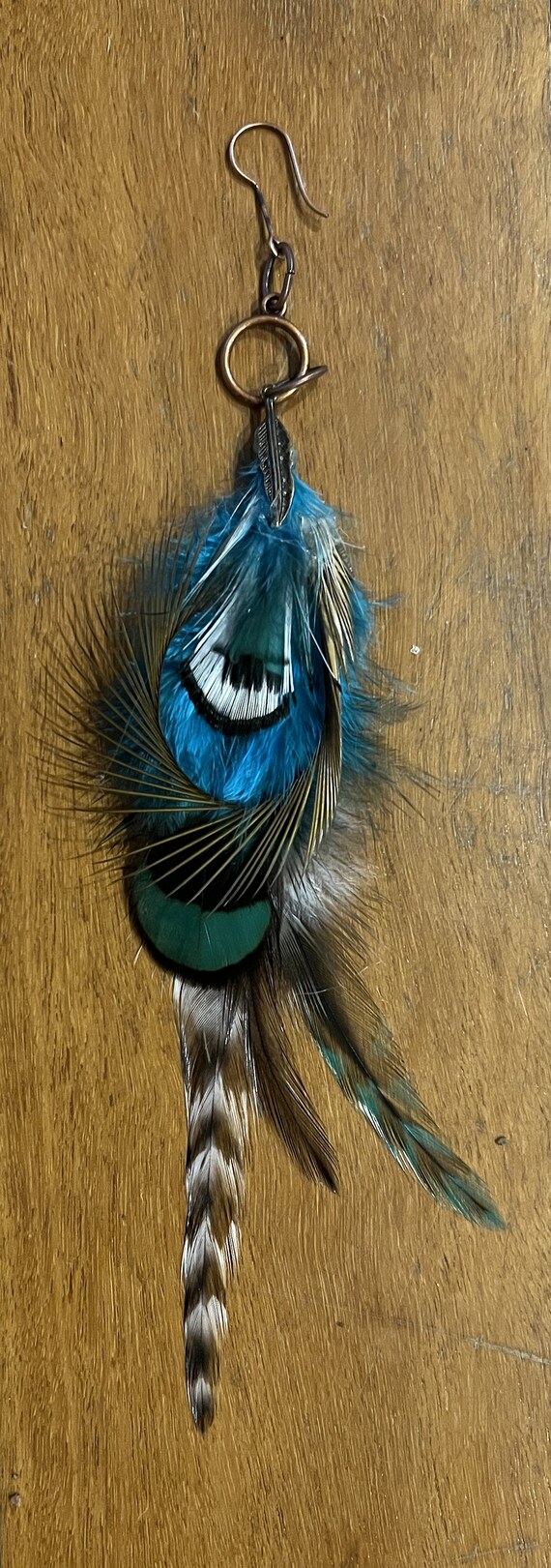 Feather Earring Single Boho Style Real Feathers Feather