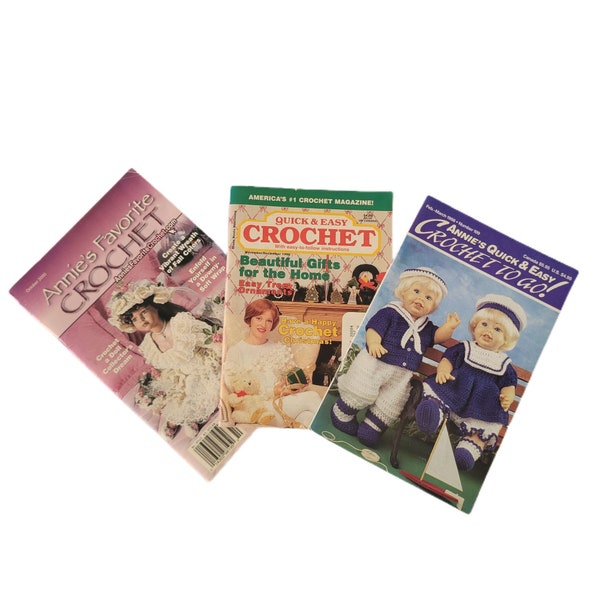 Three Vintage Crotchet Pattern Pamphlets Booklets 1990s-2000