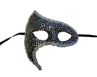 Vintage Glam Handmade Star Print Mask Masquerade Carnival Mardi Gras Halloween Costume