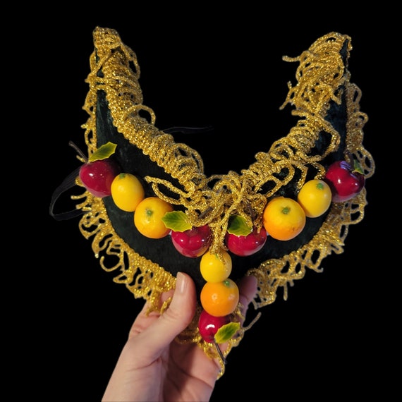 Vintage Handmade Fruit Masquerade Mask Carnival M… - image 7