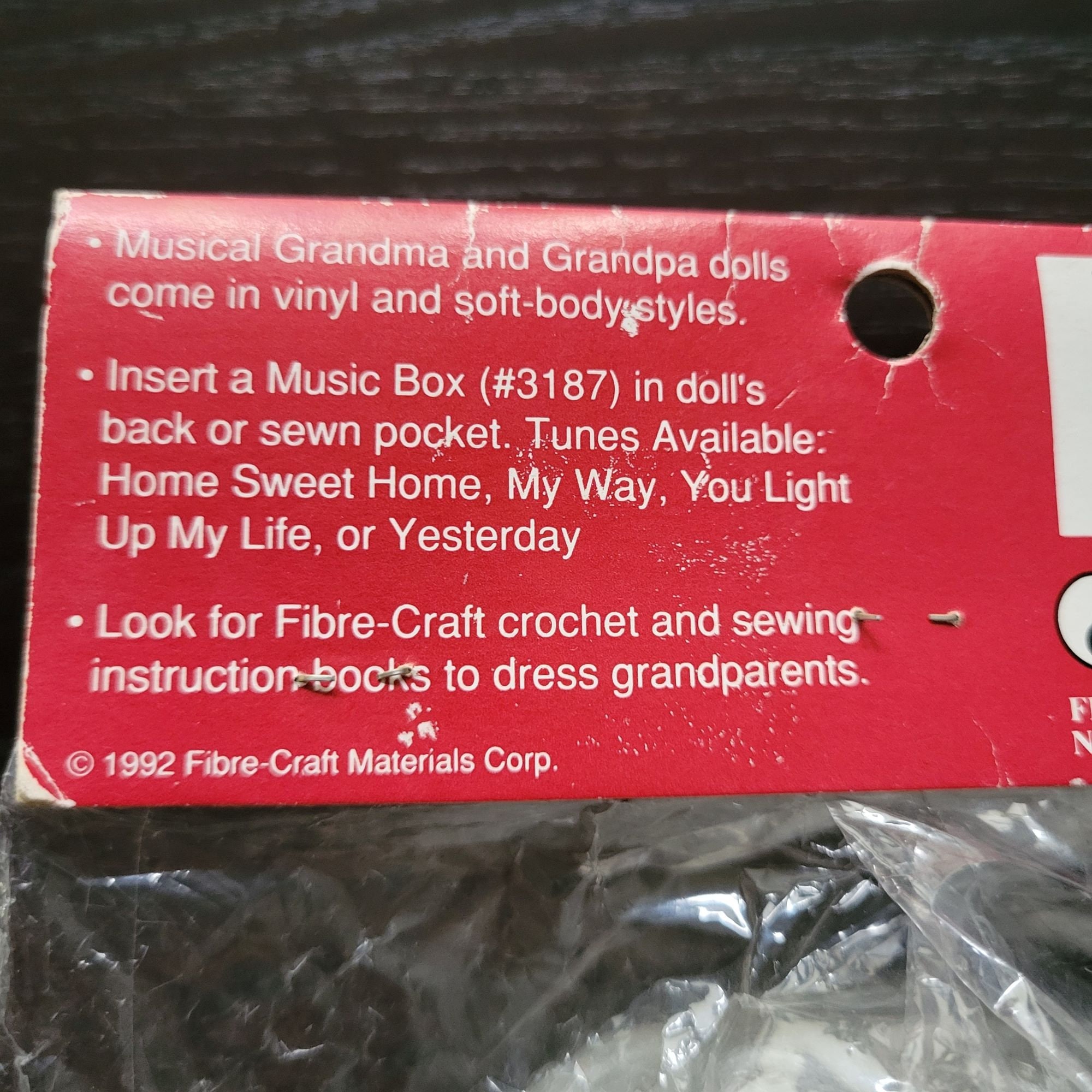 Music Box Grandma Vinyl Doll, 1992 Fibrecraft, New in Bag, Music Box