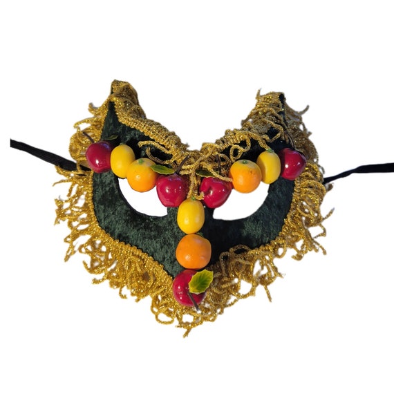 Vintage Handmade Fruit Masquerade Mask Carnival M… - image 1
