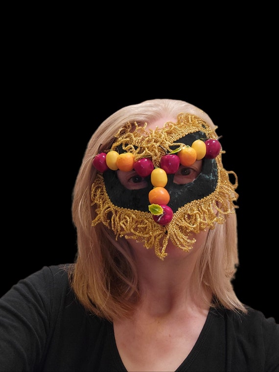 Vintage Handmade Fruit Masquerade Mask Carnival M… - image 10