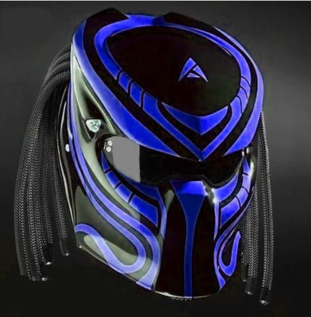 プレデター バイクヘルメット ブルーライン グラフィック (DOT および