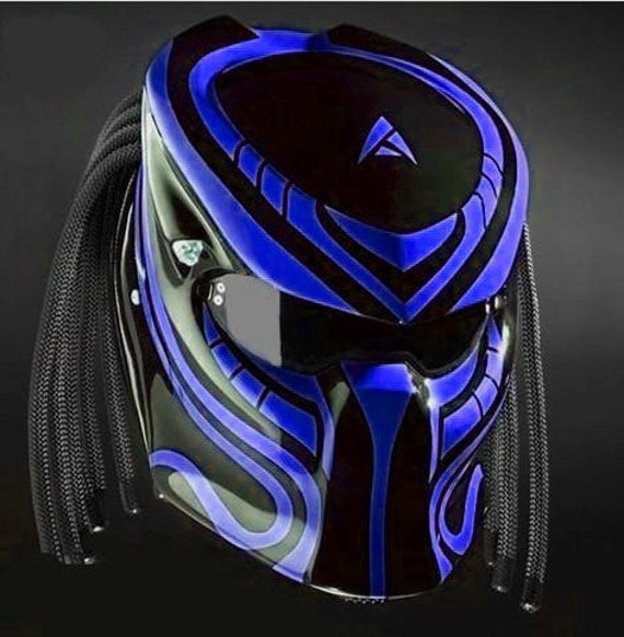 プレデター バイクヘルメット ブルーライン グラフィック (DOT および