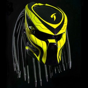 Custom Predator Motorcycle Helmet Yellow Line (DOT And ECE Approved)
