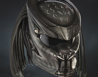 Custom Predator Motorcycle Helmet: Black Mamba Gloss, DOT ECE