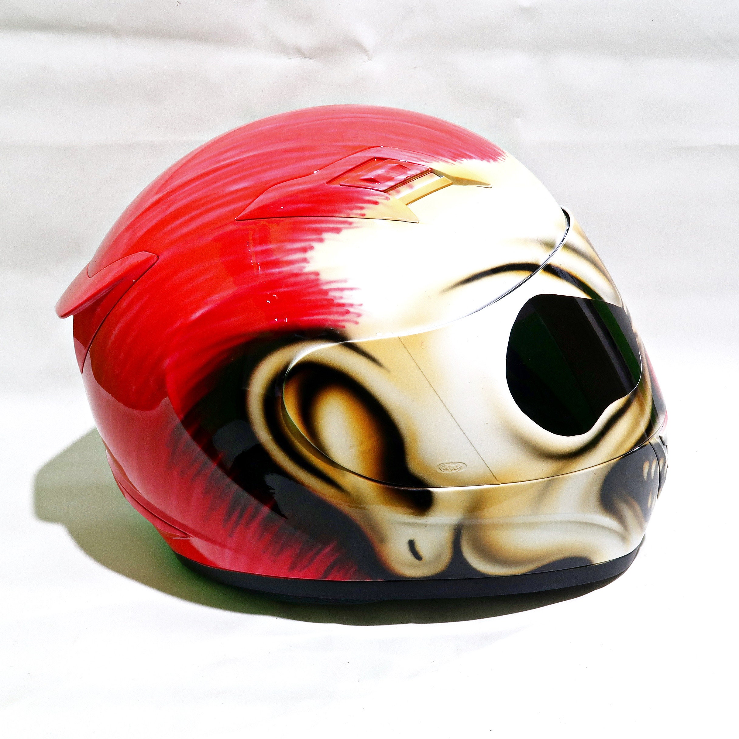 dallas motorcycle helmet clown Custom Motorcyle Helmet Airbrush Clown Hair Red Style (DOT and ECE  Approved)