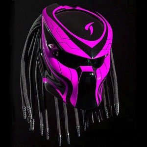 Custom Predator Motorcycle Helmet Pink Line (DOT And ECE Approved)