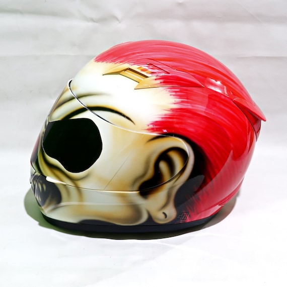 clown motorcycle helmet for sale Custom Motorcyle Helmet Airbrush Clown Hair Red Style (DOT and ECE  Approved)
