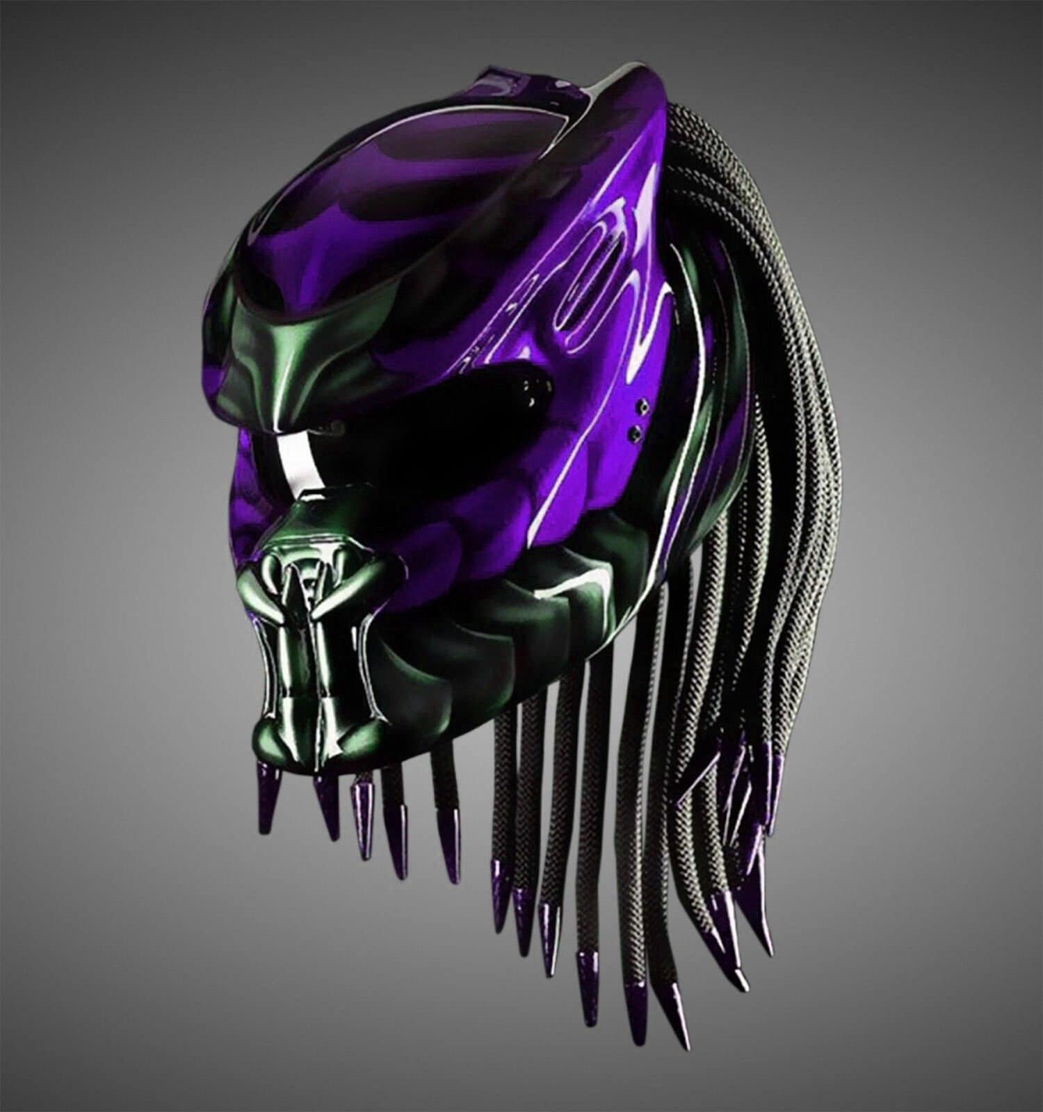 Black and Purple Predator-Style VR/AR Helmet Accessory Predator Motorcycle Matte Black Helmet Purple Symbol Custom  main image 3