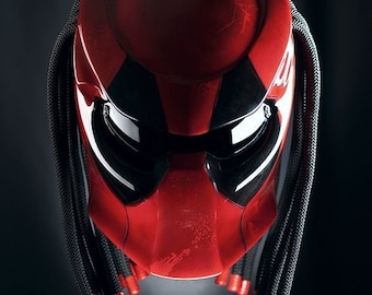 Custom Predator Motorcyle Helmet Hand-Painted DeadPool Motive Style (DOT And ECE Approved)