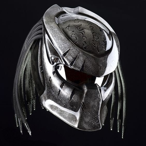 New Custom Predator Motorcyle Helmet Hand-Painted Silver Crack Motive (DOT And ECE Approved)