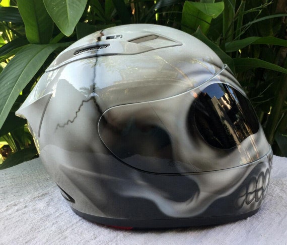 Accessoires Hoeden & petten Helmen Motorhelmen Aangepaste motorcyle helm airbrush schedel witte stijl DOT en ECE goedgekeurd 