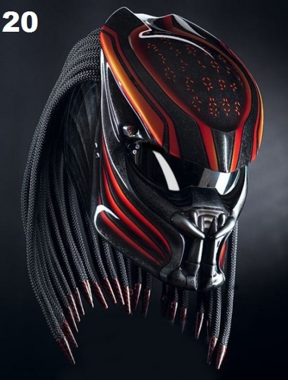 custom predator motorcycle helmets Custom Predator Motorcycle Helmet: Orange Line, DOT & ECE Approved